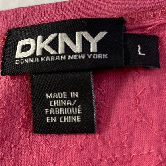 DKNY Womens Pink Sequined Short Sleeve Round Neck Top Size L Rave Party Sexy - Picture 3 of 8